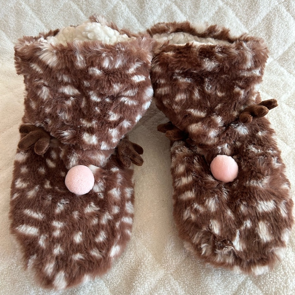 Adorable Reindeer Slipper Booties  One Size